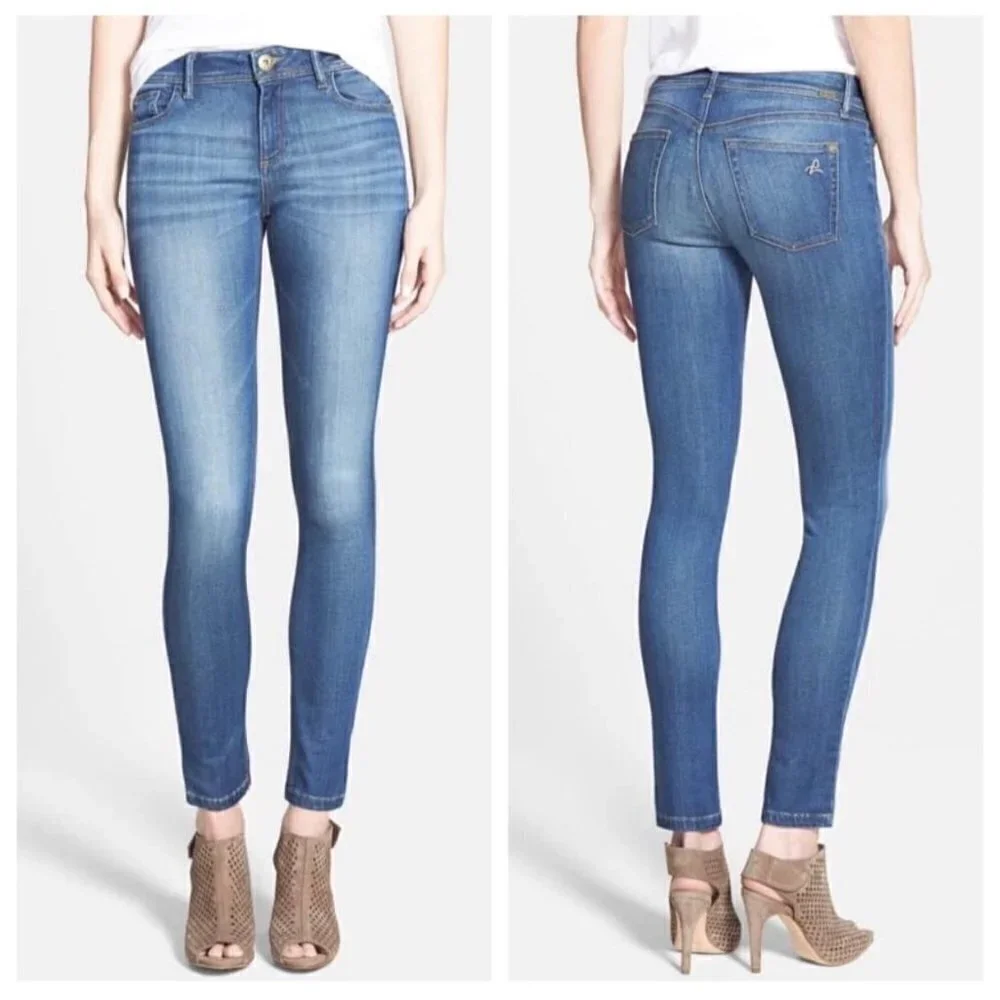 DL1961 Florence Instasculpt Prinia Medium Wash Whiskered Skinny Jeans Size 25